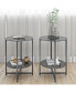 2-Piece Set (Black) Tempered Glass End Table, Round Coffee Table For Bedroom Living Room Office