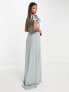 TNFC Bridesmaid one shoulder maxi dress in sage green