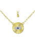 ფოტო #1 პროდუქტის Lab-Grown Blue Sapphire & Cubic Zirconia Evil Eye Disc Pendant Necklace, 16" + 2" extender, Created for Macy's