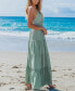Women's Sage Sleeveless Smocked Waist Ruffled Hem Maxi Beach Dress