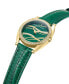 ფოტო #2 პროდუქტის Women's Dress Green Genuine Leather Strap Watch 33.8mm
