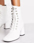 Love Moschino lace up boots with zip back in white