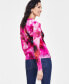 Фото #3 товара Women's Printed Mesh Top, Created for Macy's