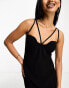 Фото #6 товара ASOS DESIGN linen cupped maxi slip sundress with cut out back in black