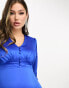 Flounce London Maternity buttoned midi dress in blue