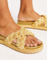 ASOS DESIGN Jasmine plaited espadrille footbed in gold