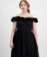Фото #6 товара Trendy Plus Size Tulle-Trim Off-The-Shoulder Gown, Created for Macy's