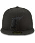 Фото #3 товара Men's Black Florida Marlins Throwback Primary Logo Basic 59Fifty Fitted Hat