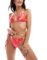 Фото #4 товара Style Cheat triangle bikini top in pink marble print co-ord