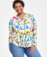 Фото #1 товара Plus Size Floral-Print Zip-Pocket Top, Created for Macy's