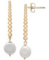 ფოტო #3 პროდუქტის Cultured Freshwater Pearl (9 x 10mm) Linear Drop Earrings in 14k Gold-Plated Sterling Silver