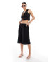 Фото #2 товара Mango linen waistband detail co-ord shorts in black