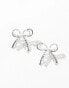 Фото #4 товара 8 Other Reasons rhodium plated pearl embellished bow earrings in silver