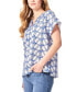 Фото #3 товара Women's Floral-Print Shirred-Neck Popover Blouse