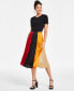 Women's Colorblocked Pleated Midi Dress