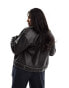 Yours PU biker jacket in charcoal grau, EU 50-52 - фото #2