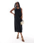 ONLY Curve v neck midi dress in black