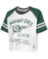 ფოტო #2 პროდუქტის Women's White Distressed Michigan State Spartans Melange Beaumont Cropped Raglan T-shirt