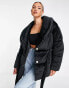 Фото #2 товара Missguided velvet shawl collar puffer jacket in black