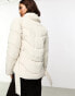 Vero Moda funnel neck padded jacket with belt in cream