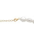 Фото #4 товара Браслет Macy's Cultured Freshwater Pearl & Oval Link 14k Gold-Plated Silver