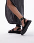 Topshop Grace flat sandal with buckle detail in black croc