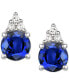 ფოტო #6 პროდუქტის Sapphire (7/8 ct. t.w.) & Diamond Accent Stud Earrings in 14k Yellow Gold (Also in Emerald, Ruby, Morganite & Tanzanite)