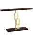 Gold Metal 48"H Console Accent Table in Cappuccino