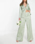 Extro & Vert Bridesmaid pleated satin wide leg trousers with heart jewel button co-ord