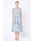 ფოტო #2 პროდუქტის Women's Geometric Print Tiered Midi Dress