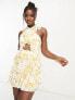 Фото #1 товара Forever New cut out waist mini dress in yellow floral