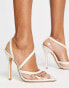 Фото #8 товара Be Mine Bridal Amila strap detail heeled shoes in cream