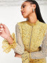 Фото #3 товара ASOS DESIGN lace mini dress with contrast detail and pep hem in mustard