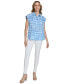 Фото #4 товара Women's Short-Sleeve Printed Button Front Shirt