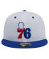 Фото #4 товара Men's White, Royal Philadelphia 76ers Throwback 2Tone 59FIFTY Fitted Hat