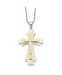 ფოტო #1 პროდუქტის Polished Yellow IP-plated Cross Pendant Ball Chain Necklace