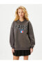 Фото #3 товара Gömlek Yaka Sweatshirt Paris Baskılı İşlemeli Uzun Kollu Pamuklu
