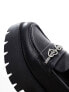 Daisy Street chunky loafers with heart chain in black