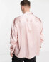 Фото #3 товара ASOS DESIGN – Oversize-Hemd aus Satin in Rosa mit Falten vorne