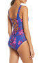 Фото #3 товара Tommy Bahama 286154 Women's Oasis Blossoms One-Piece Swimsuit, Size 8 - Blue