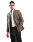 Фото #1 товара Gianni Feraud brown slim tweed suit jacket