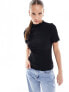 ONLY short sleeve high neck top in black