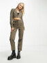 Noisy May cropped tie detail blazer co-ord in khaki