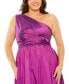 Фото #2 товара Women's Plus Size One Shoulder Asymmetrical Ruffle Hem Gown