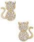 ფოტო #1 პროდუქტის Cubic Zirconia Kitty Cat Stud Earrings in 10k Gold