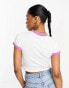 Фото #4 товара Levi's Ringer cropped t-shirt in white/purple with chest logo