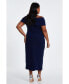 ფოტო #3 პროდუქტის Plus Size Bardot Pleated Detail Midi Dress