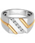 ფოტო #4 პროდუქტის Men's Diamond Diagonal Ring (1/4 ct. t.w.) in Sterling Silver & 18k Gold-Plate