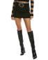 Balmain Short Low-Rise Belted Wool Mini Skirt Women's Black 40