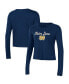 Women's Navy Notre Dame Fighting Irish Vault Cropped Long Sleeve T-shirt